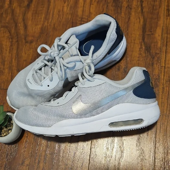 Nike Air Max Silver, Blue and White Sneakers - Picture 1 of 3
